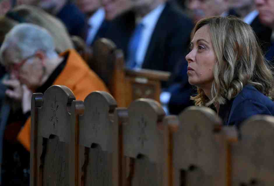 Giorgia Meloni al Ghetto Ebriaco per la cerimonia commemorativa del 7 ottobre - foto Ansa