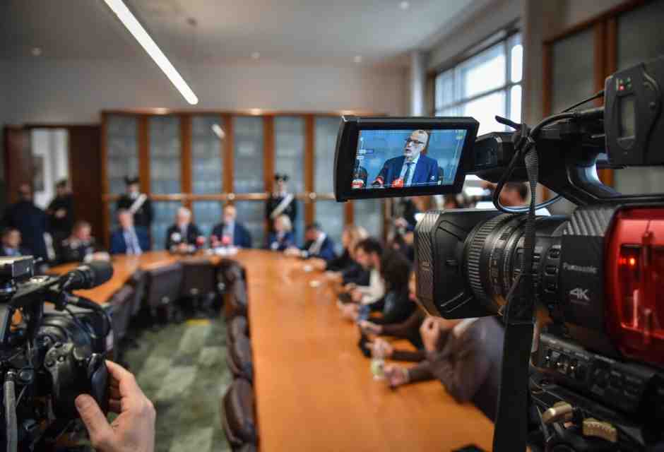 &nbsp;La conferenza stampa della procura di Milano (Foto Ansa)