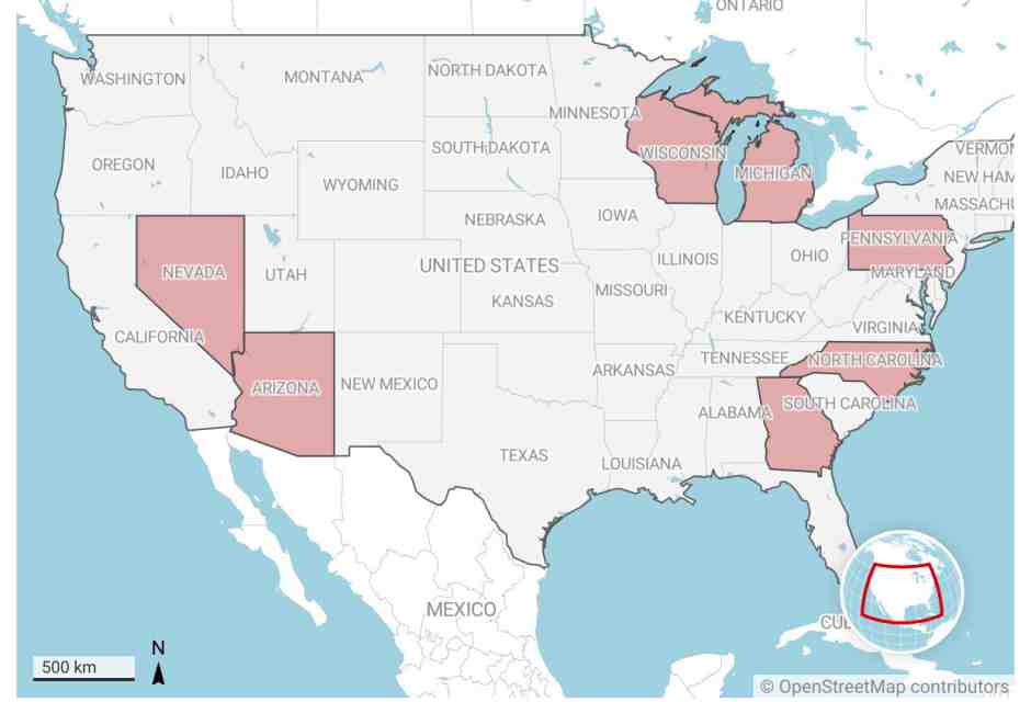 Guida ai 7 swing states, gli stati in bilico decisivi nelle elezioni americane