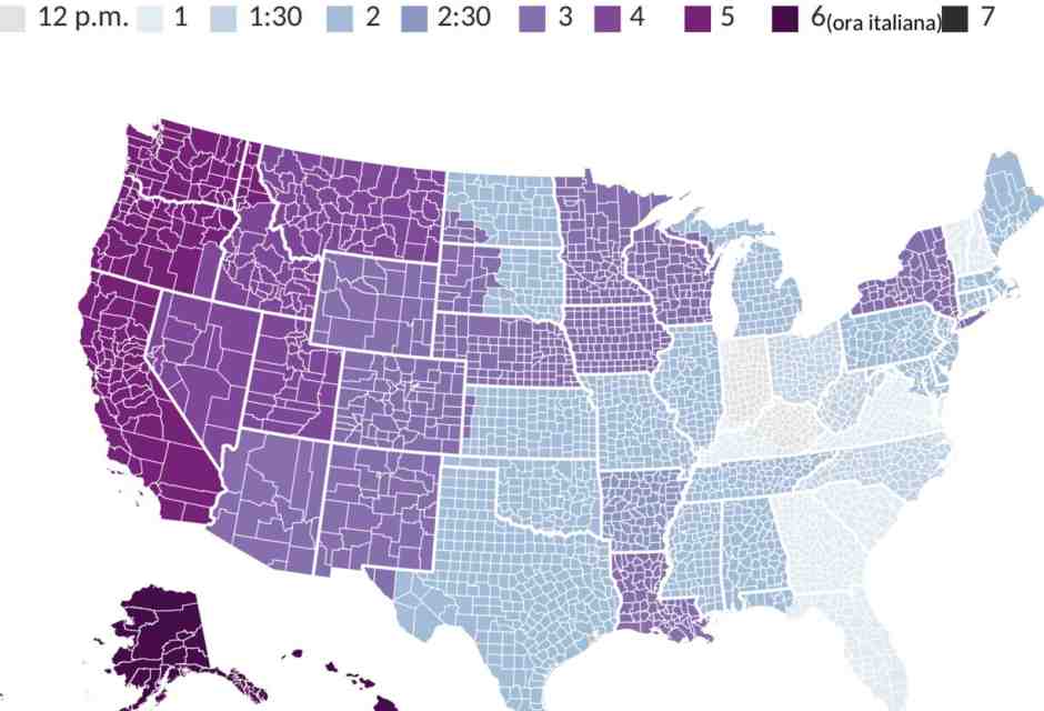 Gli orari di chiusura dei seggi in America, stato per stato
