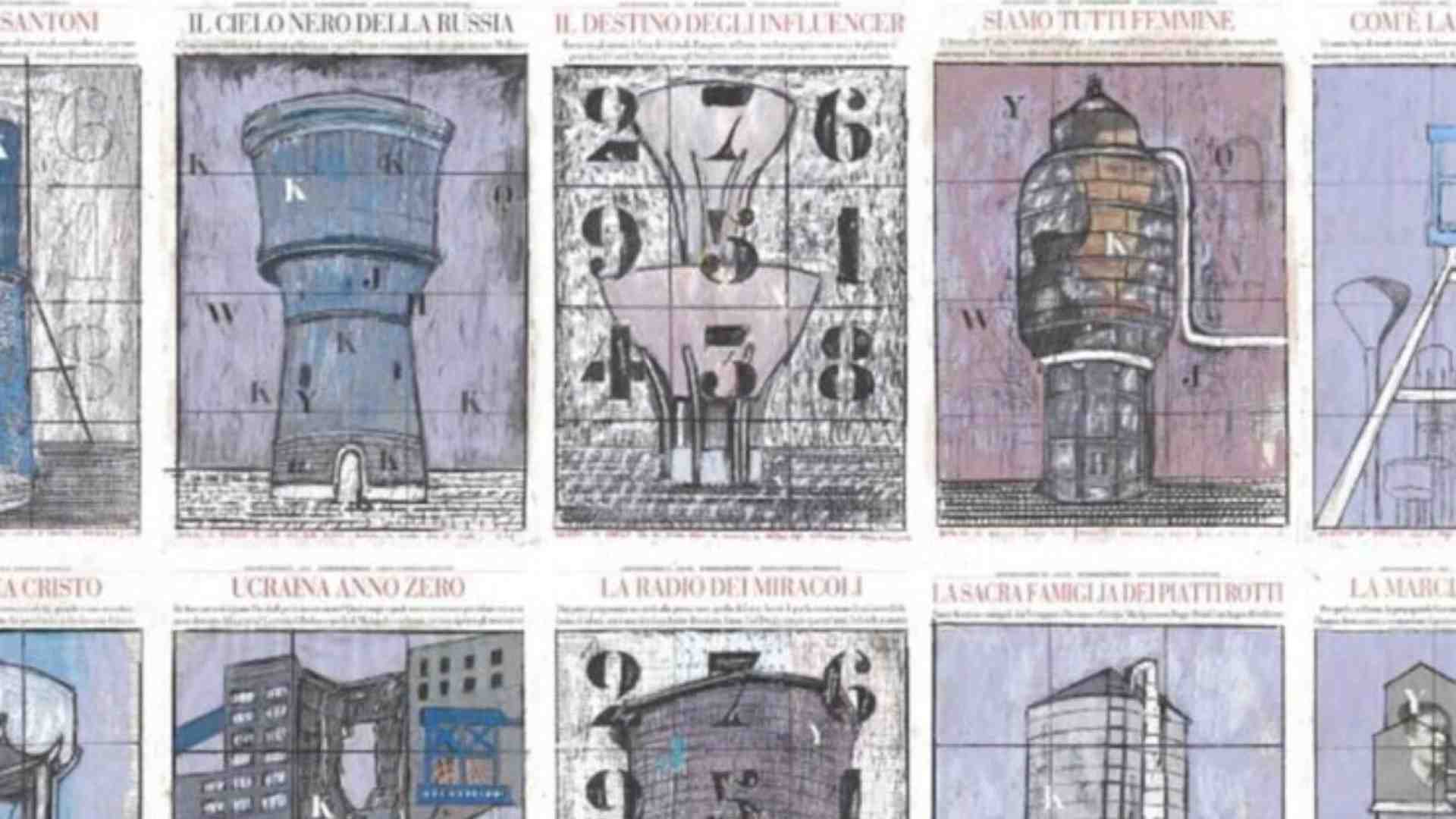 Immagine di Conrad-Bercah in mostra a Milano. I suoi disegni realizzati sulle pagine di questo giornale