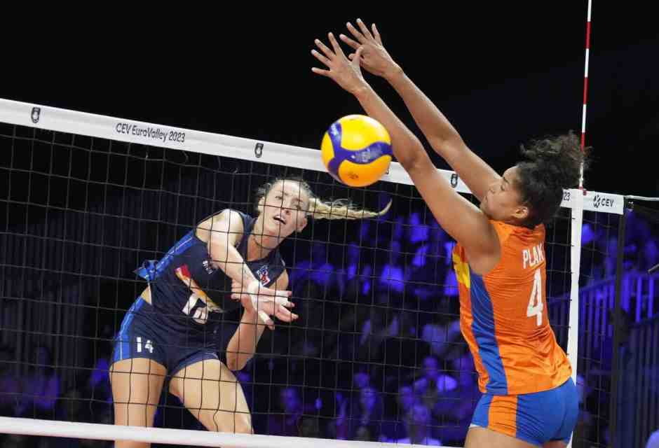 Elena Pietrini durante la finale per il bronzo degli Europei 2023 (foto Ap, via LaPresse)<div>&nbsp;</div>