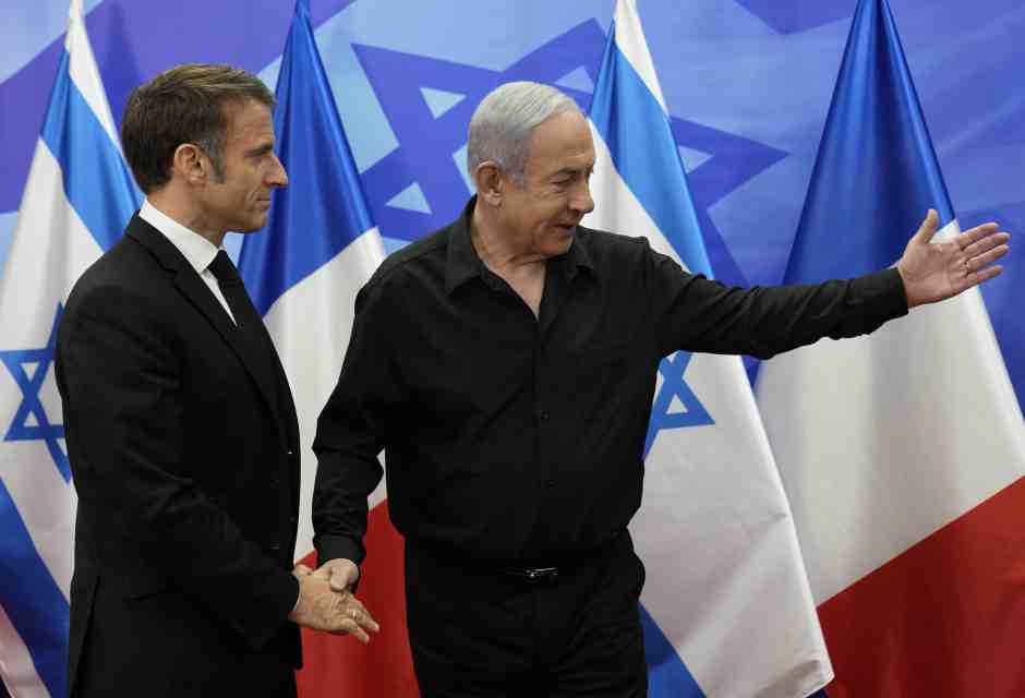  Emmanuel Macron in visita in Israele incontra Netanyahu nell'ottobre 2023 (LaPresse)<br />