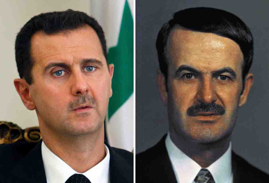 Bashar Assad, a sinistra, e suo padre Hafez, a destra (LaPresse)&nbsp;<br />