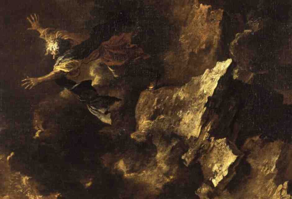 Salvator Rosa, La morte di Empedocle, olio su tela, 1665-70 (Wikipedia)