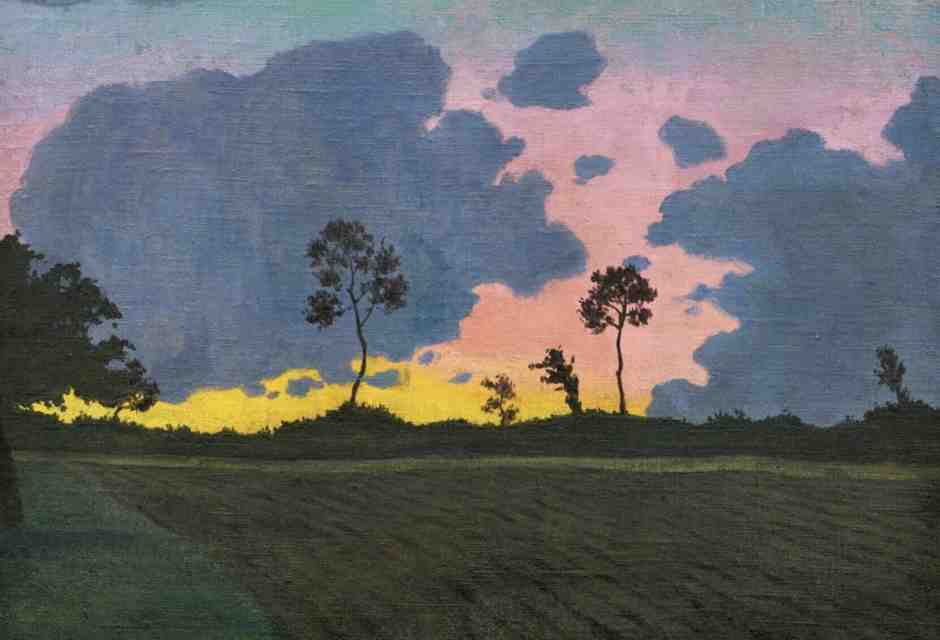 F&eacute;lix Vallotton, "Coucher de soleil, nuages bleus", 1918