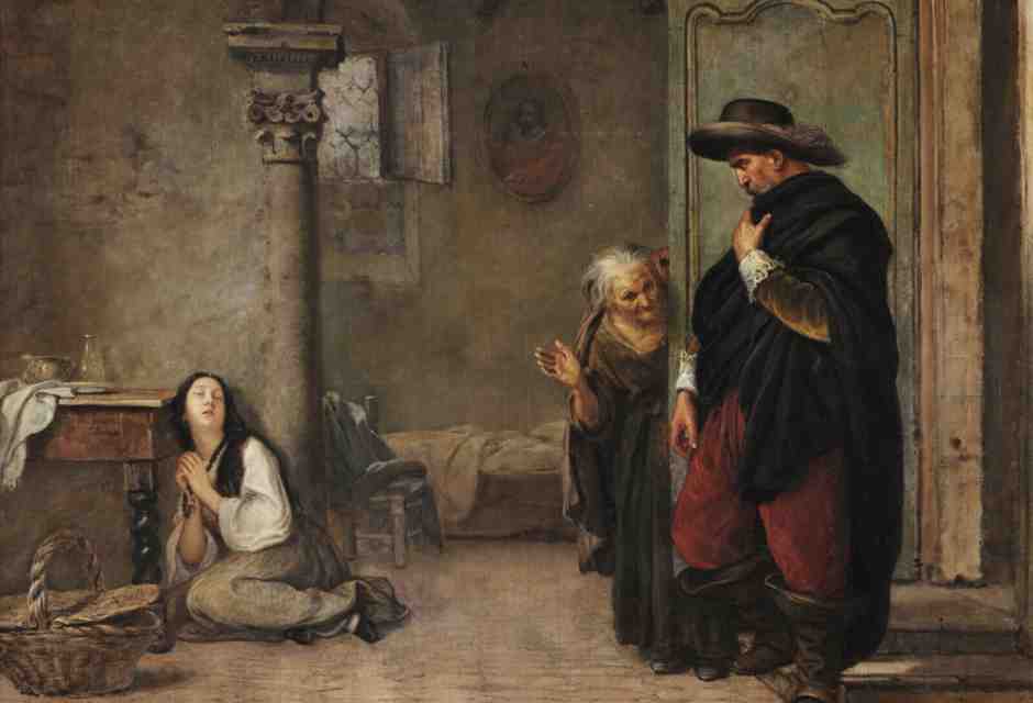 Giuseppe Pensabene, &ldquo;Lucia e l&rsquo;Innominato&rdquo;, 1866. Il titolo del nuovo libro di Francesco Piccolo, &ldquo;Son qui: m&rsquo;ammazzi&rdquo;, &egrave; una citazione della protagonista dei &ldquo;Promessi sposi&rdquo; rivolta al suo carceriere&nbsp;<br />