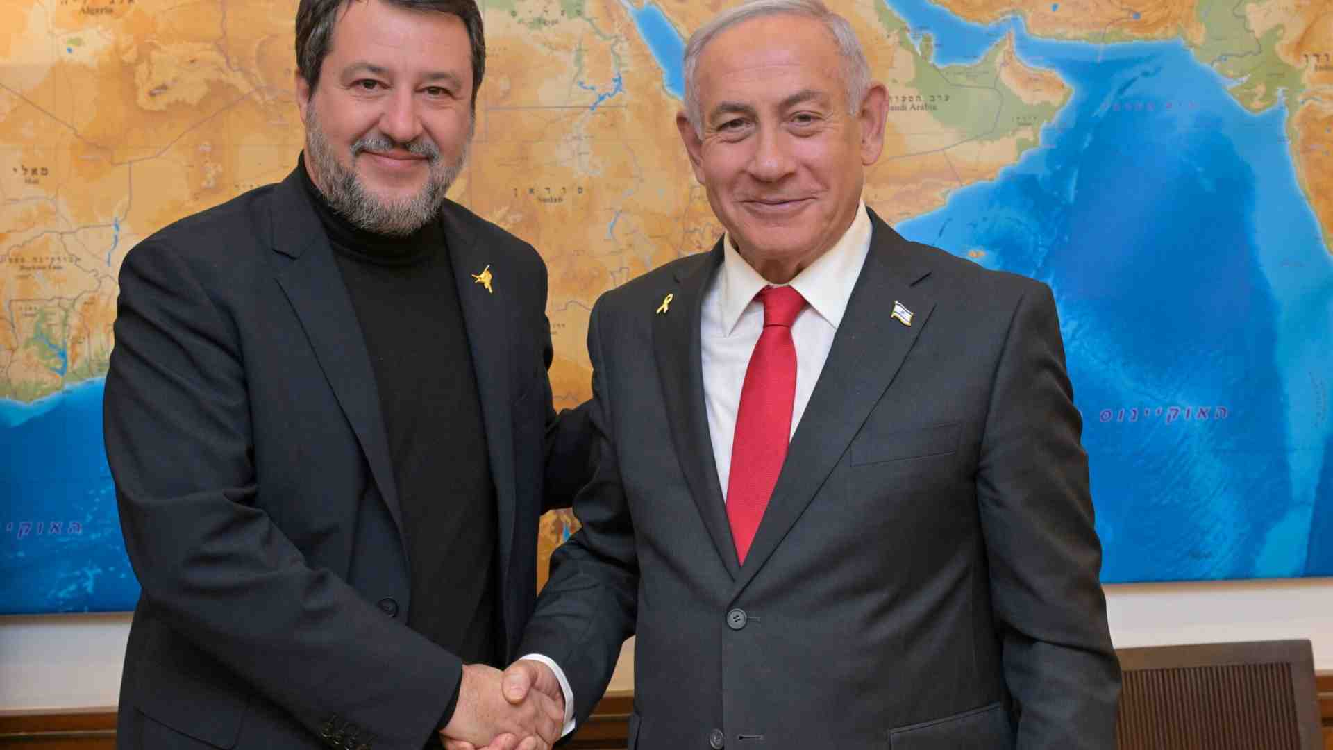 Immagine di Salvini a Gerusalemme vede Netanyahu