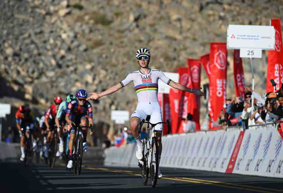 Tadej Pogačar ha vinto la 3a tappa del UAE Tour 2025 (foto di Dario Belingheri per Getty Images)&nbsp;<br />
