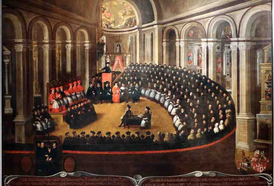 E. Naurizio, <em>Congregazione generale del Concilio di Trento in S.M. Maggiore</em>, dipinto, 1633 (Wikipedia Commons)