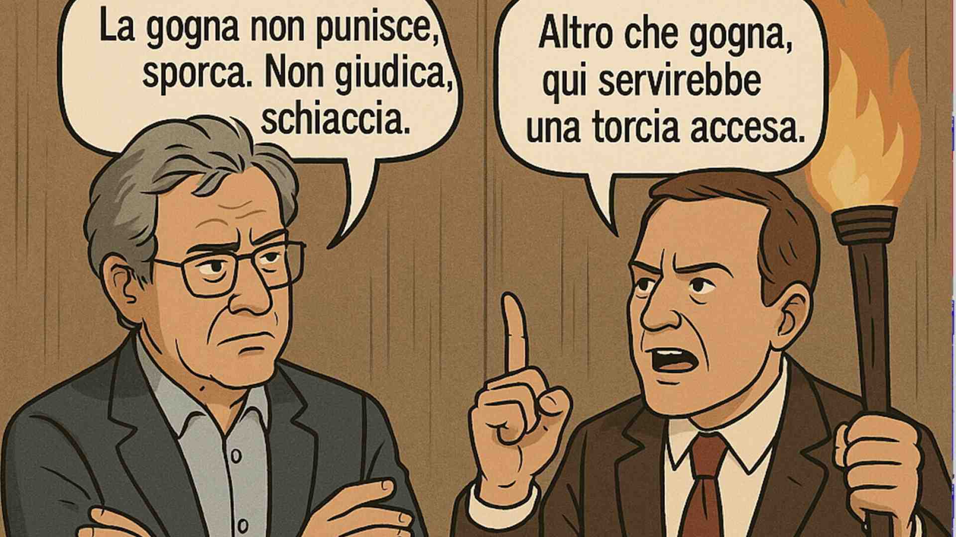 Immagine di Un garantista e un giustizialista discutono di gogna
