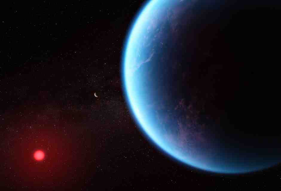 Illustration: NASA, CSA, ESA, J. Olmsted (STScI), Science: N. Madhusudhan (Cambridge University)<br />