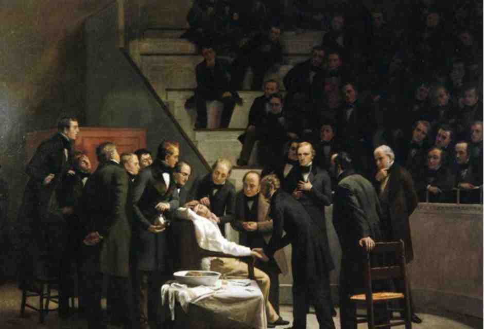 Robert C. Hinckley, &ldquo;La prima operazione con l&rsquo;etere&rdquo;, olio su tela, tra il 1882 e il 1893&nbsp;<br />