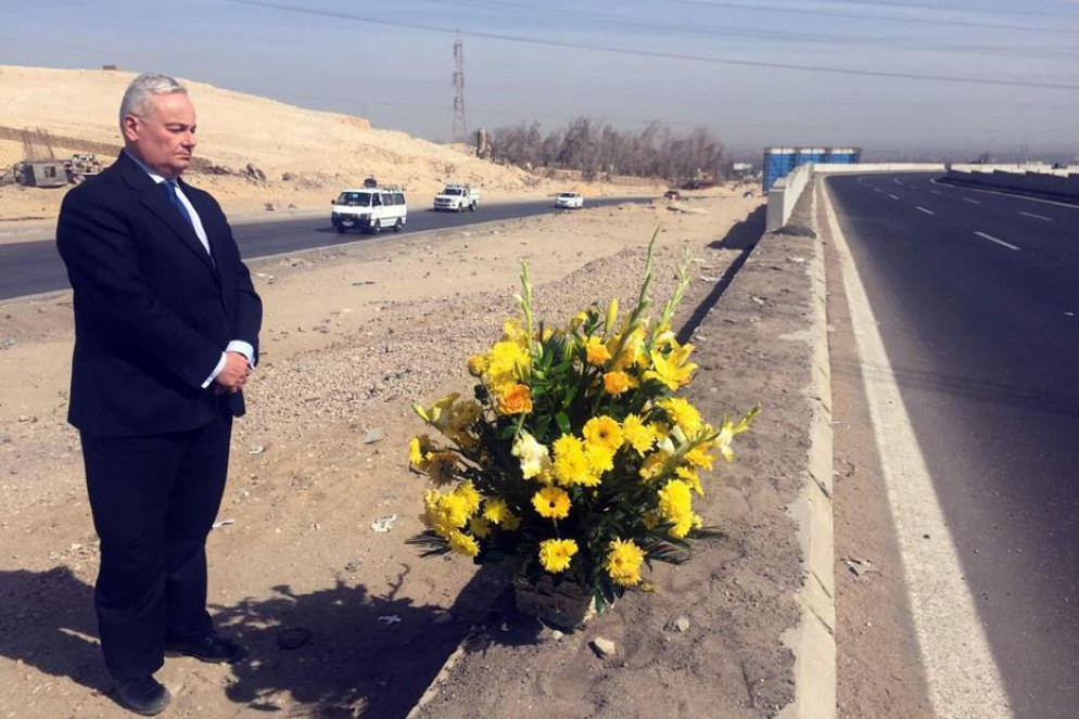 Il punto della superstrada Cairo-Alessandria in cui fu ritrovato il corpo martoriato di Giulio Regeni - ANSA