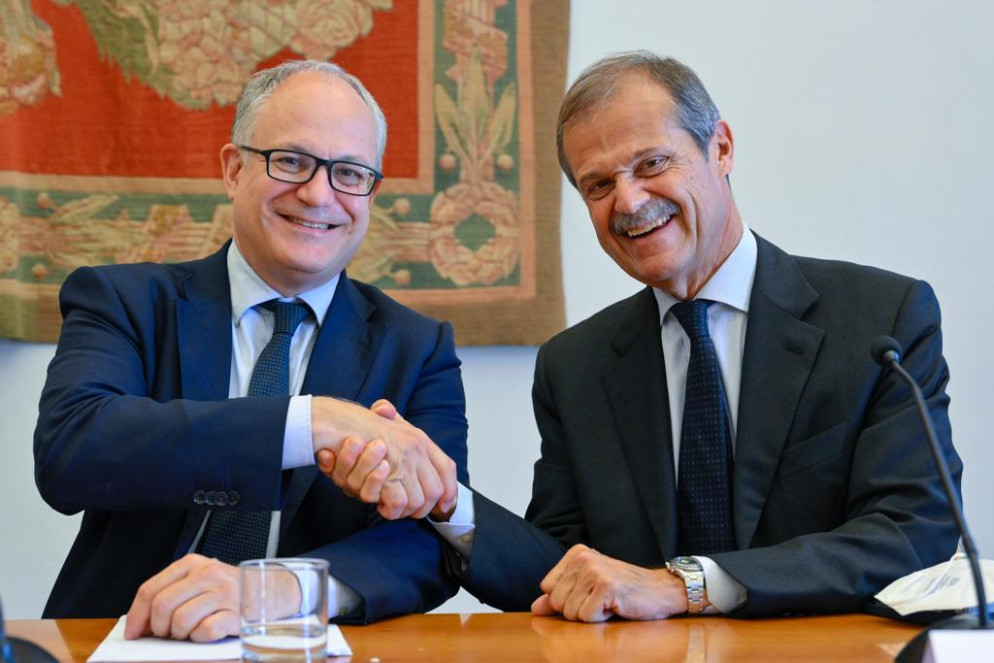Il sindaco di Roma, Roberto Gualtieri con il presidente di Atlantia, Giampiero Massolo - Foto Atlantia