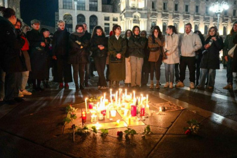 Un altro momento della fiaccolata dell'altra sera a Vigonovo - Fotogramma