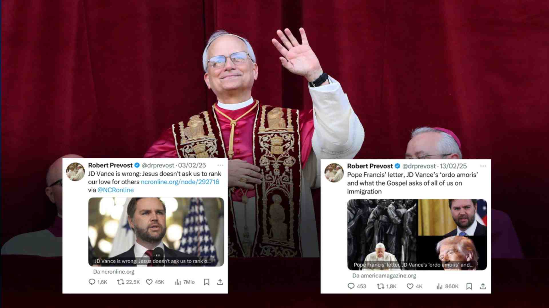 Immagine di L'account X di Papa Leone XIV e i tweet contro la politica sui migranti di Trump e J.D. Vance