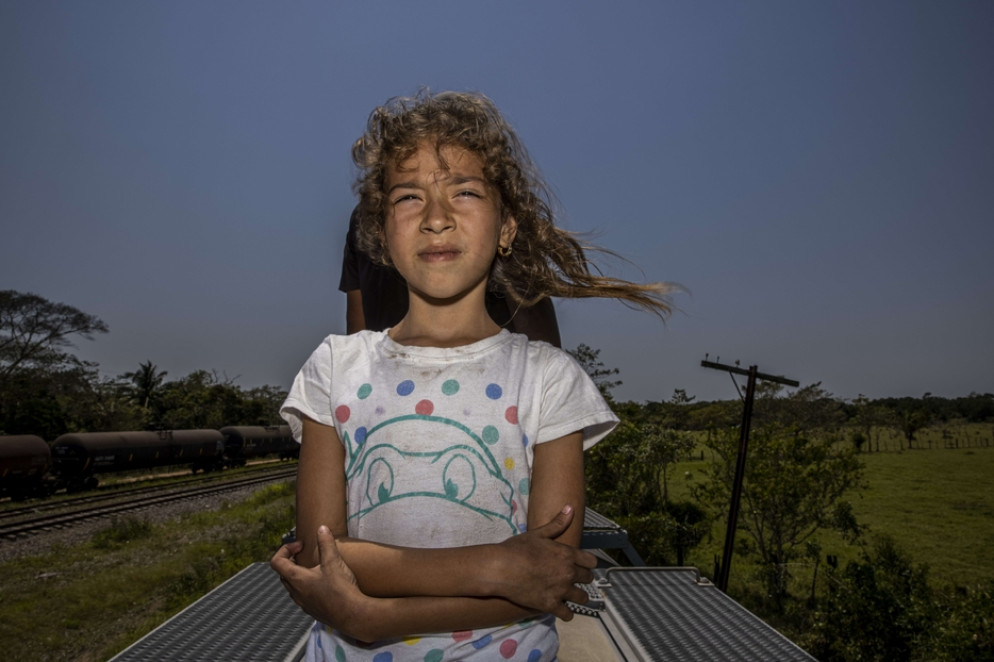 Higueras Veracruz, Messico, 23 marzo 2021. Karen, 7 anni, da giorni in viaggio con la madre dall'Honduras - Yael Martinez, Magnum Photos