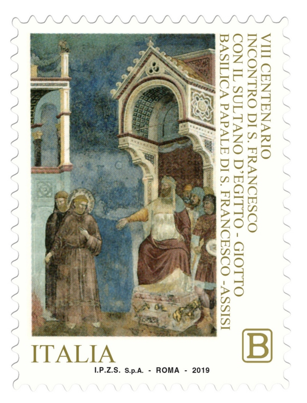 Il francobollo per gli 800 anni dell'incontro fra san Francesco e il sultano d'Egitto