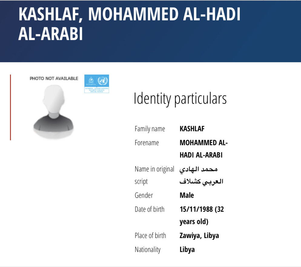 Uno degli alert emessi dall'Interpol sul gruppo di vertice della milizia di Zawiyah al-Nasr - .