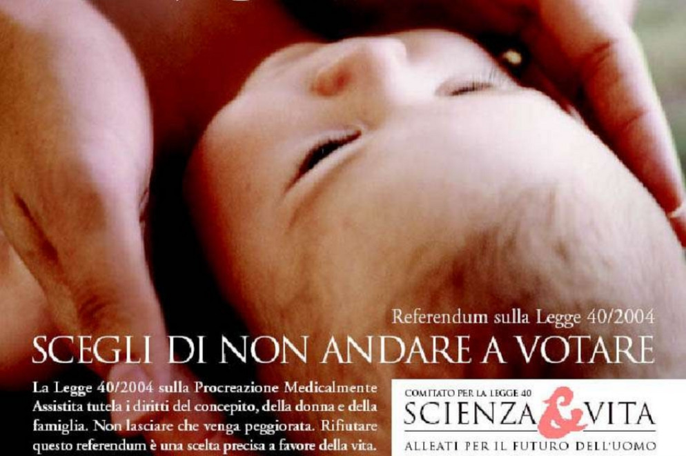Un poster realizzato da Scienza & Vita per sensibilizzare sulla scelta dl non voto al referendum