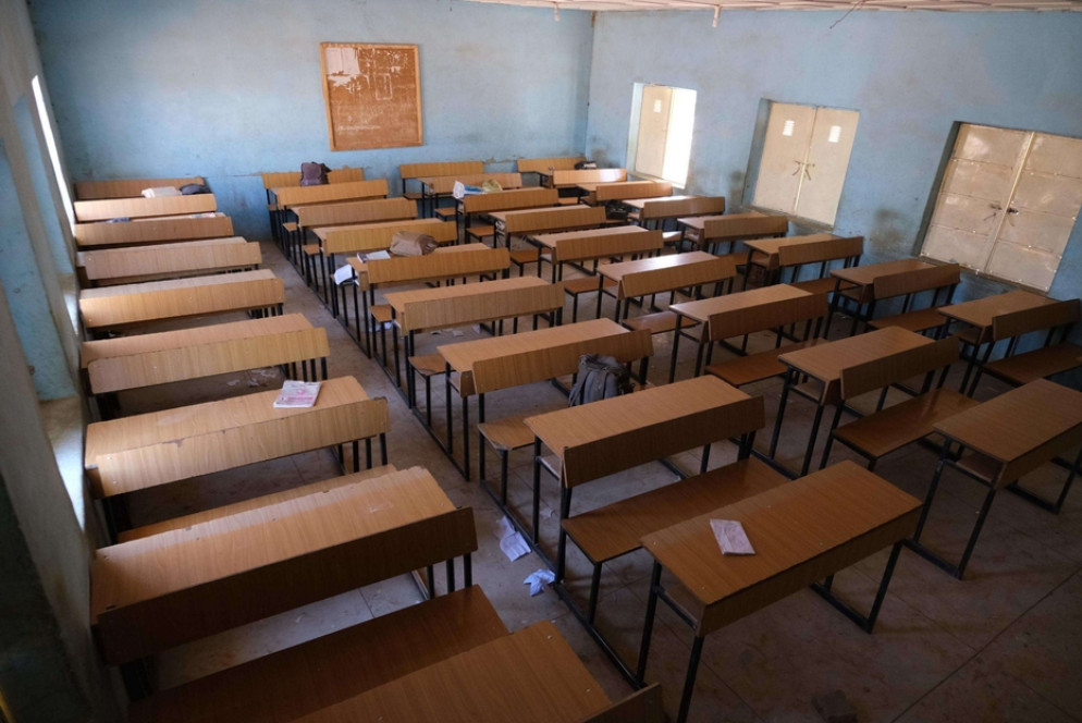 Una delle classi, ora vuota, dei 330 ragazzi rapiti - Ansa