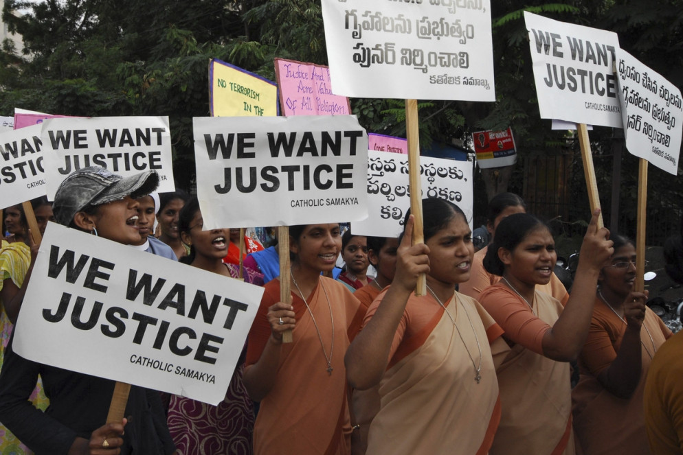 Manifestazione a supporto dei cristiani in India