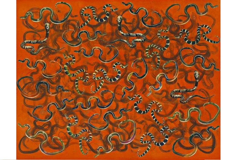 Monocled Cobra and King Snake di Philip Taaffe, una delle opere della Collezione Maramotti