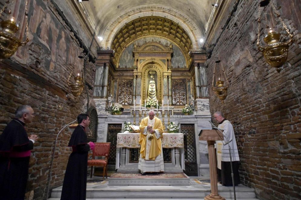 Papa Francesco in visita alla Santa Casa di Loreto, il 25 marzo 2019 - Ansa / Vatican media
