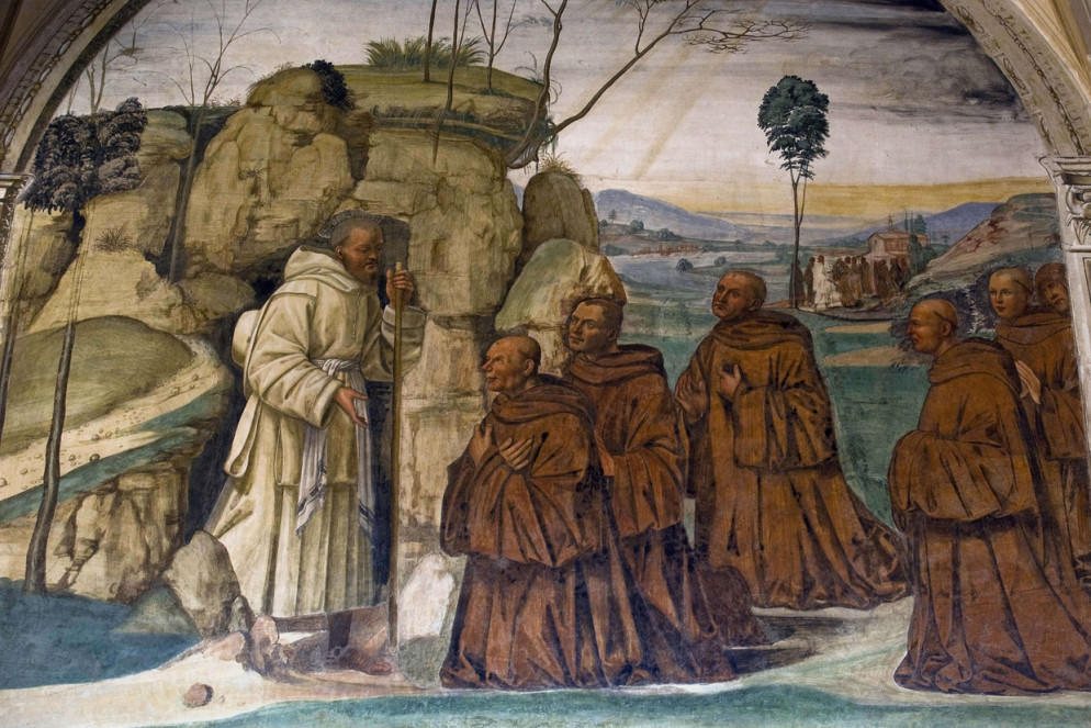 Gli affreschi sulla vita di san Benedetto nel chiostro dell'abbazia di Monte Oliveto