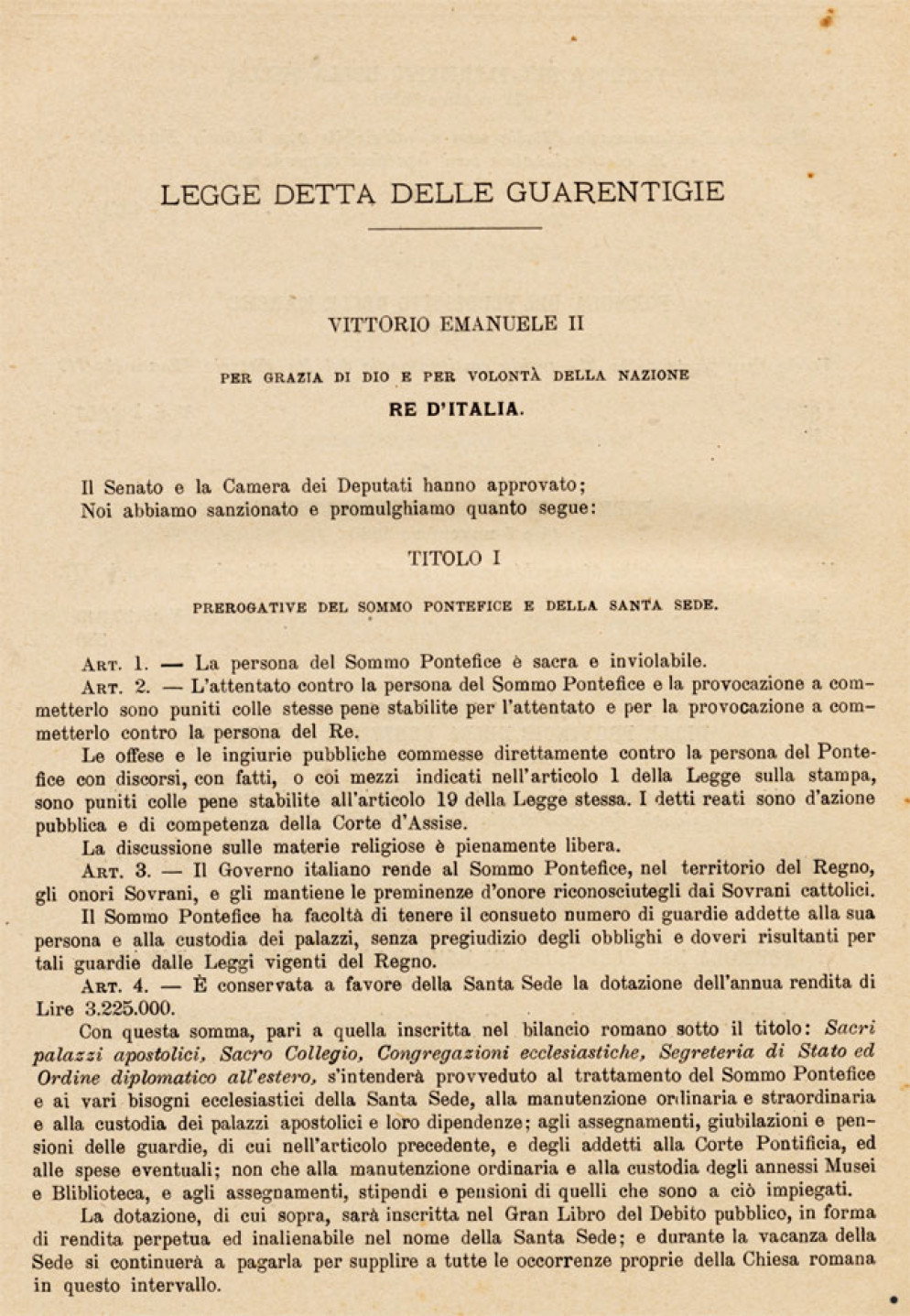 La legge delle Guarentigie