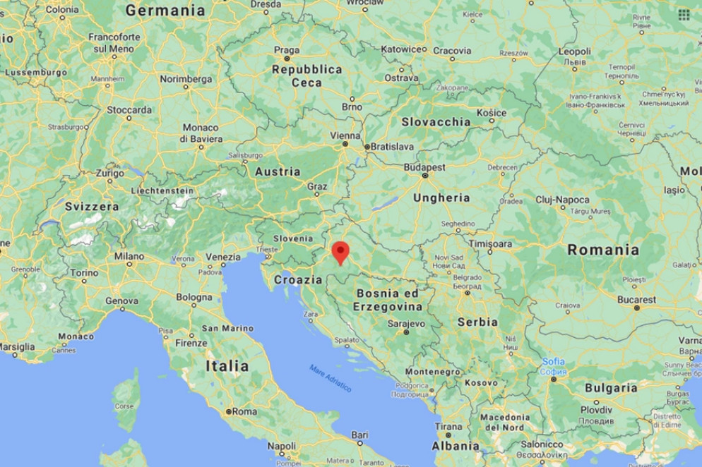 L'epicentro (in rosso) del sisma in Croazia - Ansa