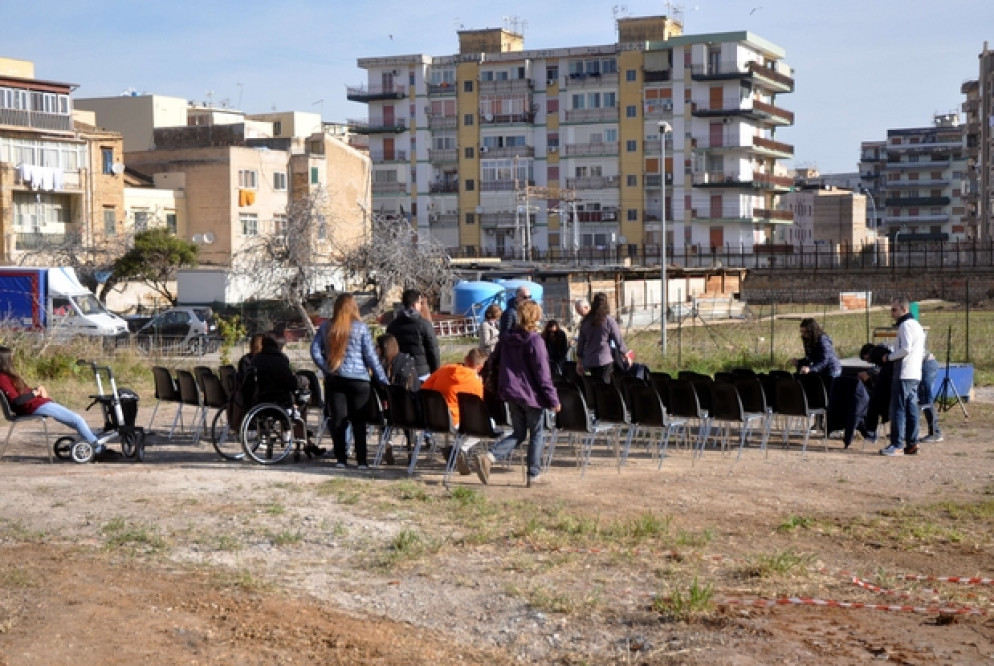 Alcuni momenti dell’inaugurazione dello spazio in cui sorgerà l’asilo nido voluto da don Puglisi avvenuta qualche giorno fa al cuore del quartiere Brancaccio