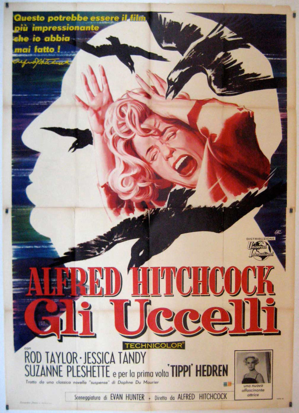 Locandina del film “Gli uccelli” di Hitchcock