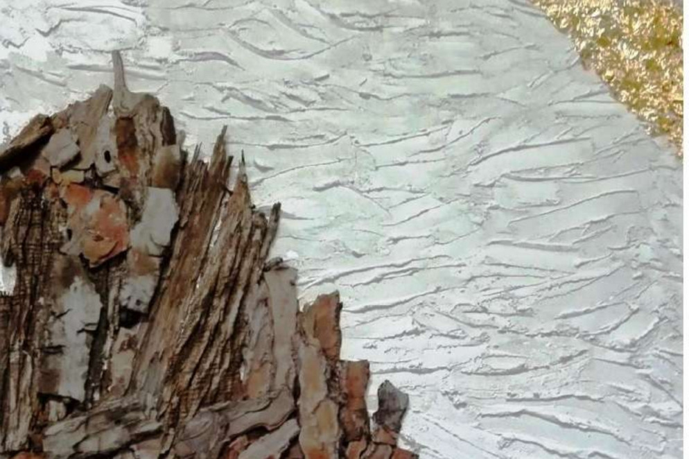 «La carezza» Giovanni Battista La Marra (stucco, corteccia e foglia d'oro)