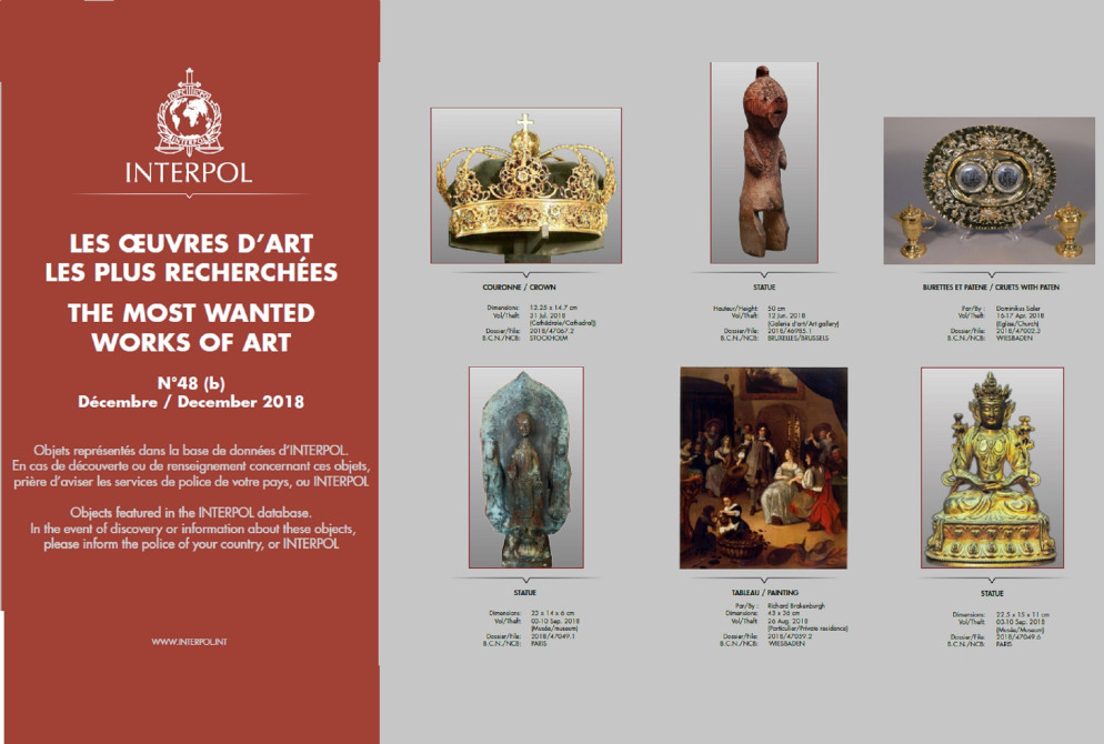 L'ultima lista delle opere d'arte più ricercate dall'Interpol