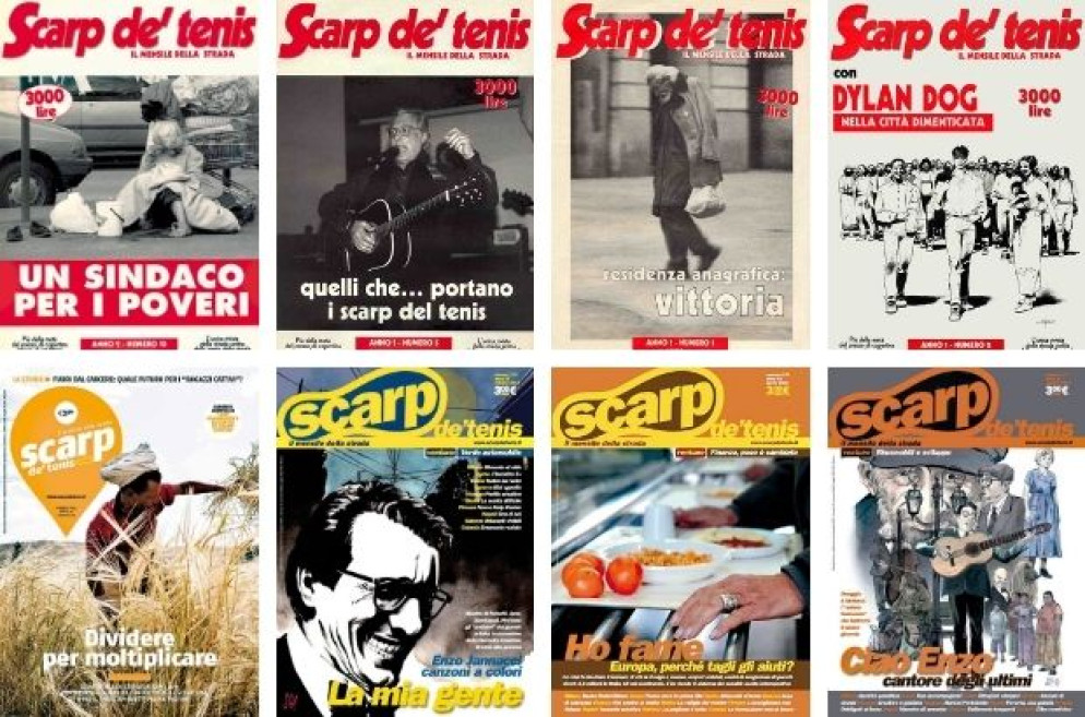 Alcune delle primissime copertine del mensile Scarp de' tenis - Archivio Scarp de' tenis