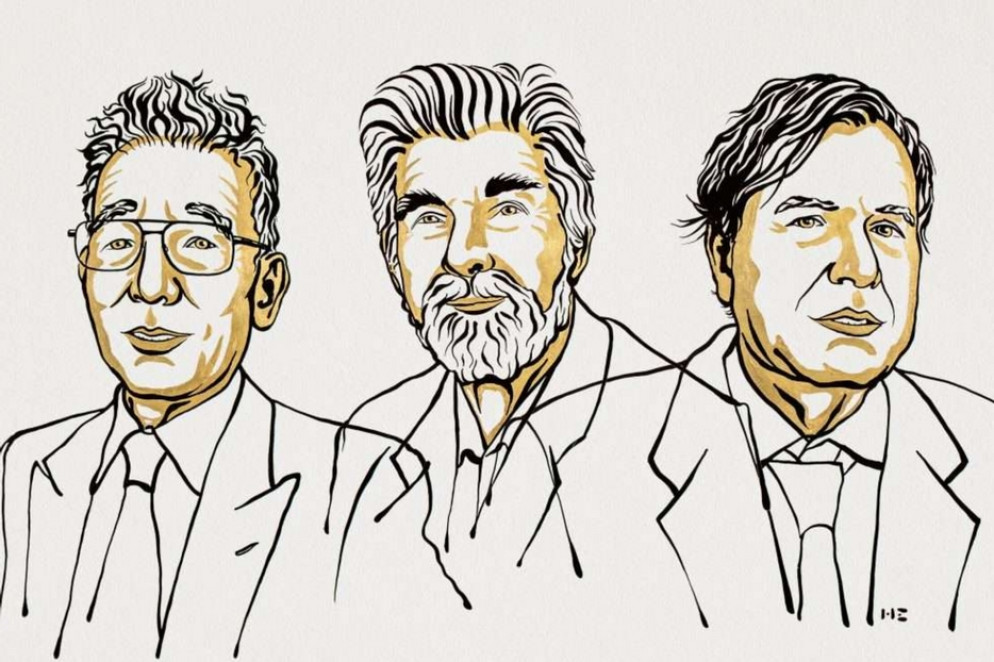 I tre premiati. Da sinistra: Syukuro Manabe, Klaus Hasselmann e Giorgio Parisi - Nobel Prize Outreach / Niklas Elmehed