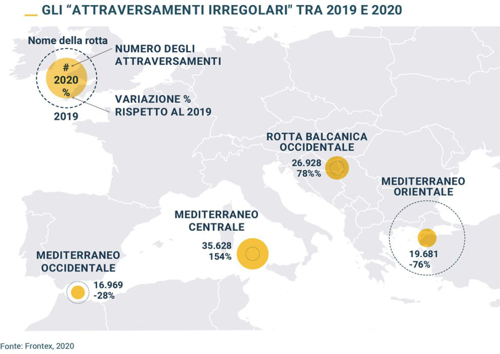 Le mappe degli ingressi in Europa elaborate con dati Unhcr e Frontex - .