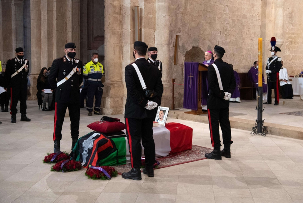 I funerali di Vittorio Iacovacci all'abbazia di Fossanova - Ansa