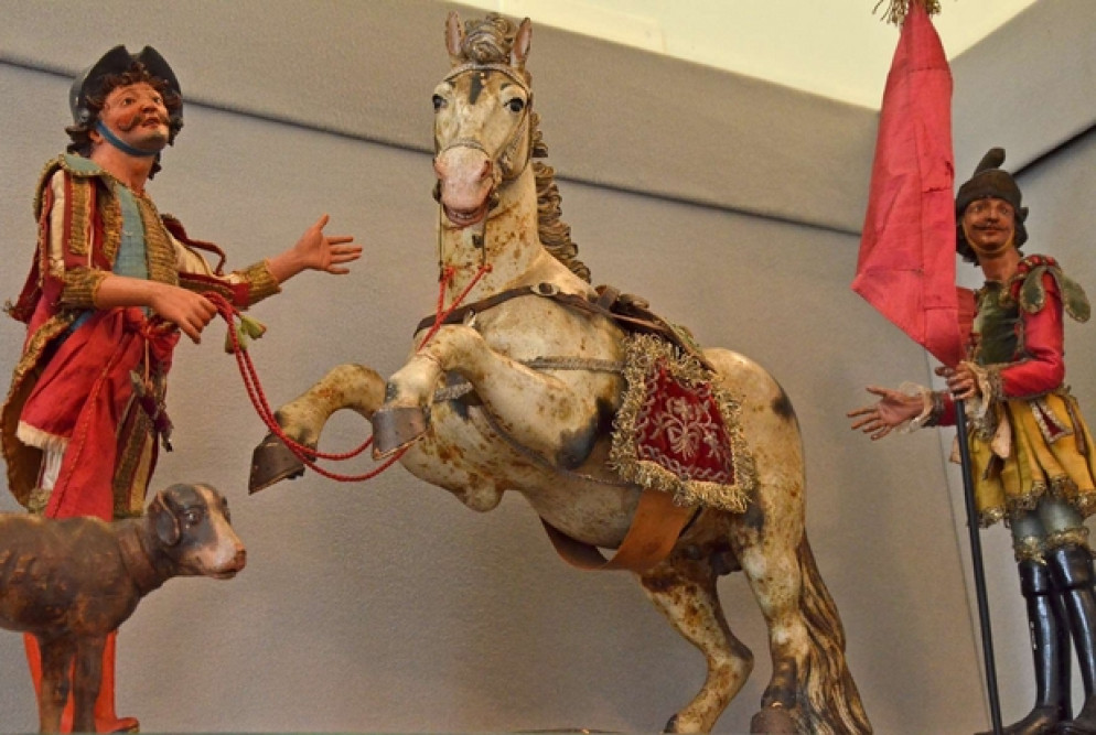 Cavallo e soldati romani del presepe del Museo Luxoro, Genova