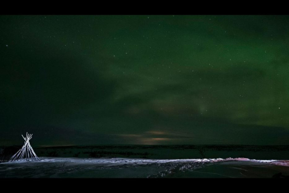 L'aurora boreale a Saitijavri, tundra, 2020