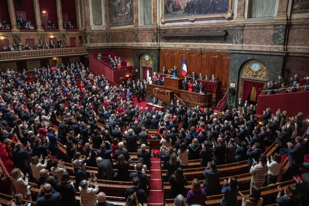 L'aula del Congresso a Versailles durante la seduta comune dei due rami del Parlamento - Ansa