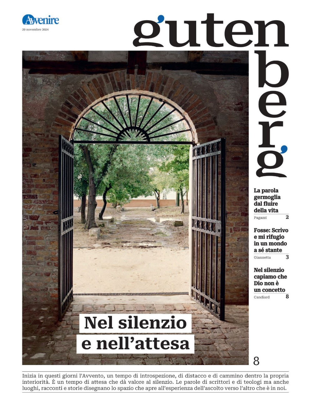 La copertina di "Gutenberg" n. 8, 29 novembre 2024 - -
