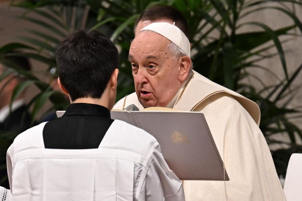 Il Papa durante la Messa del 12 dicembre per la Madonna di Guadalupe - Ansa
