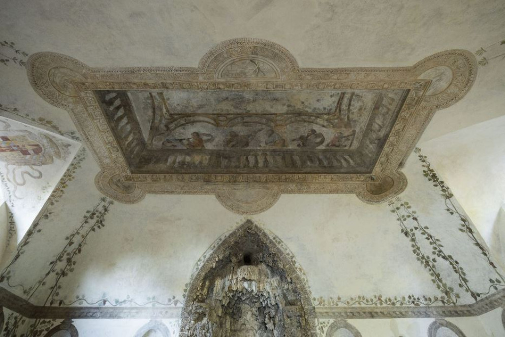 Ninfeo della Pioggia (particolare della finta terrazza dipinta sulla volta) - Parco archeologico del Colosseo