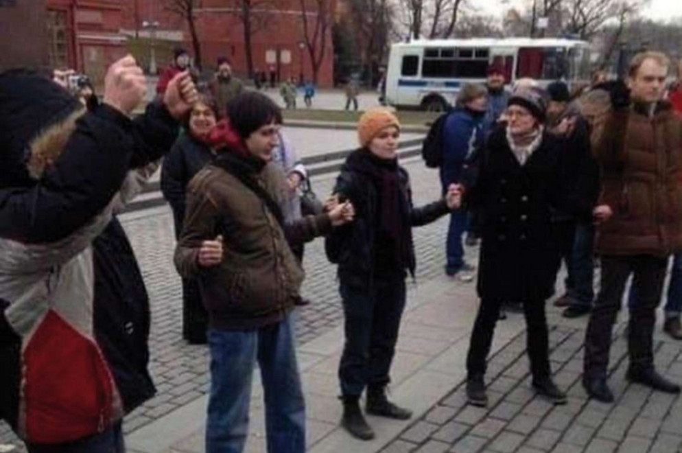 La protesta a Mosca svoltosi il Primo maggio vicino al Cremlino - Fermo immagine