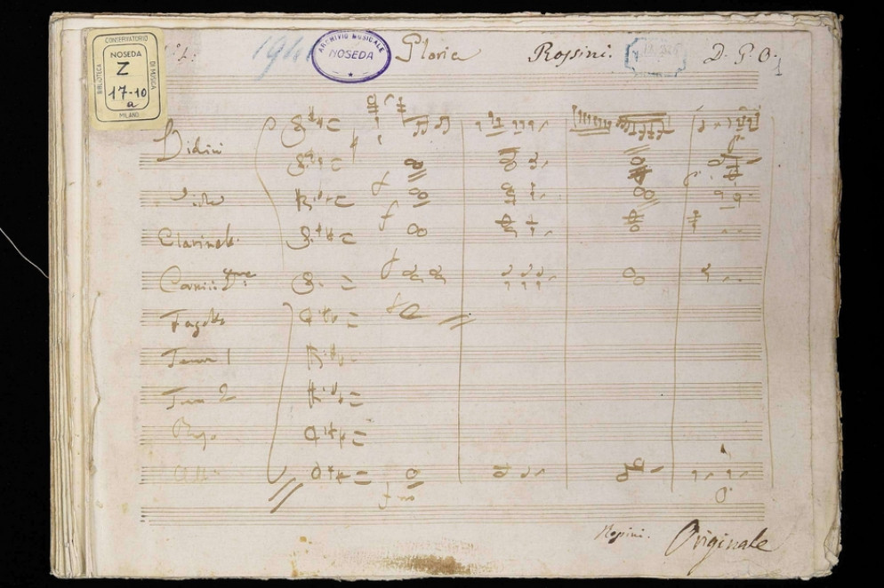 La partitura autografa del Gloria della «Messa di Milano» di Rossini conservata nella Biblioteca del Conservatorio di musica “Giuseppe Verdi” di Milano - Per gentile concessione della Biblioteca del Conservatorio di musica “Giuseppe Verdi” di Milano - Collocazione Noseda Z 17-10