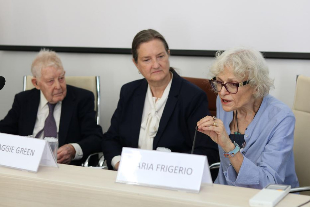 I coniugi Green con la professoressa Frigerio alla giornata celebrativa del Niguarda di Milano - Ansa