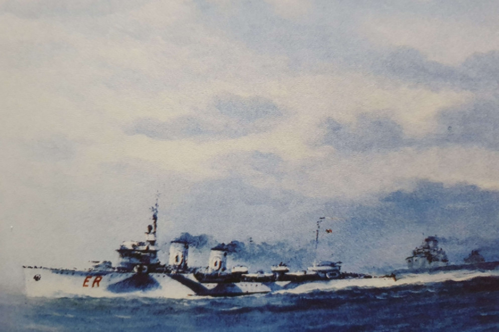 Il cacciatorpediniere Euro nel dipinto di R. Claudus - Foto Marina Militare